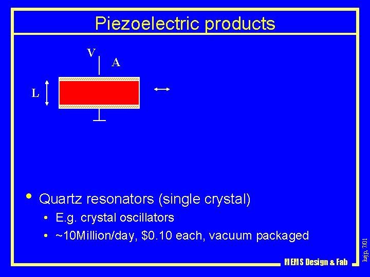 Piezoelectric products V A L • E. g. crystal oscillators • ~10 Million/day, $0.
