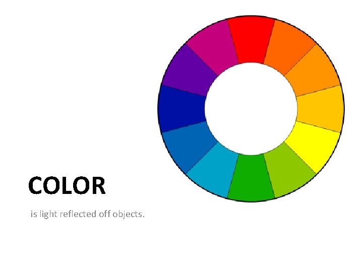 COLOR is light reflected off objects. 