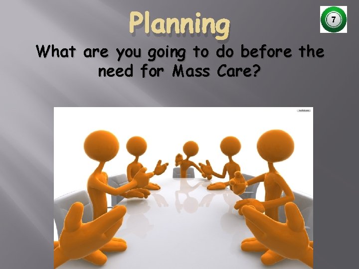 Planning What are you going to do before the need for Mass Care? 