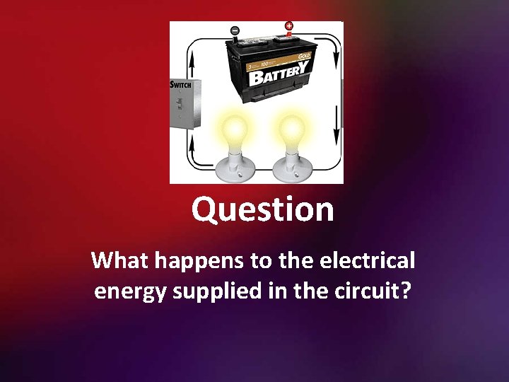Question What happens to the electrical energy supplied in the circuit? 