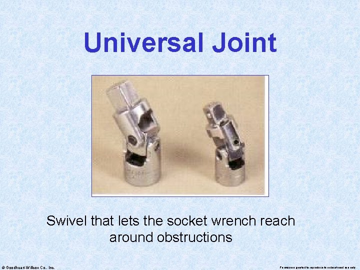 Universal Joint Swivel that lets the socket wrench reach around obstructions © Goodheart-Willcox Co.
