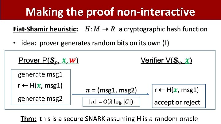 Making the proof non-interactive • generate msg 1 generate msg 2 Thm: this is Making the proof non-interactive • generate msg 1 generate msg 2 Thm: this is