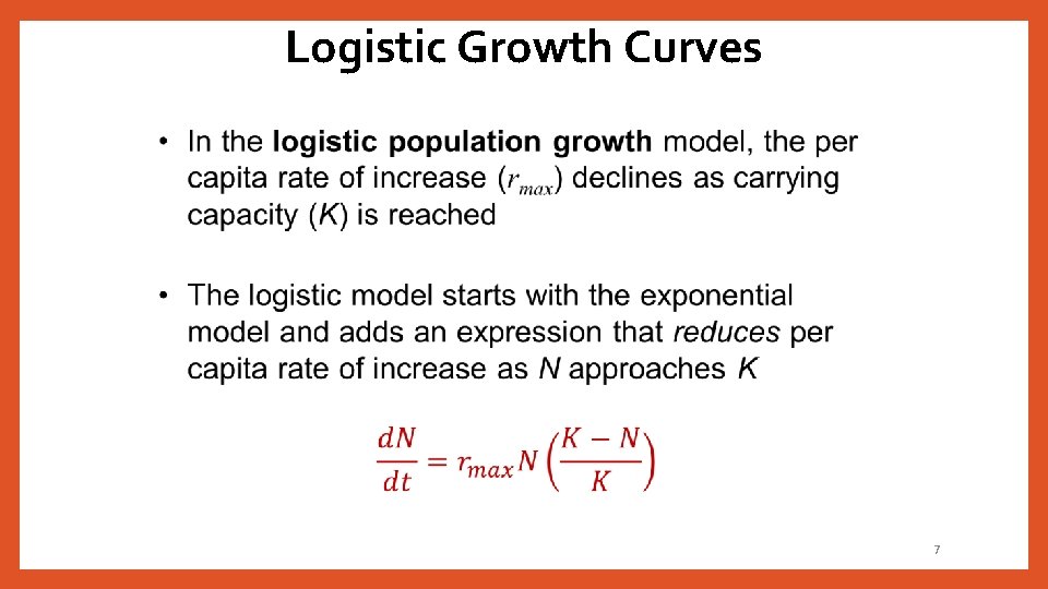 Logistic Growth Curves 7 