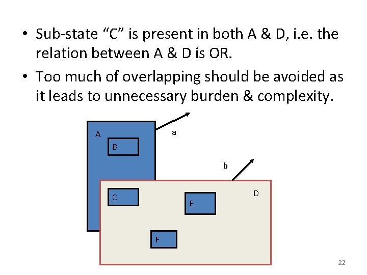  • Sub-state “C” is present in both A & D, i. e. the