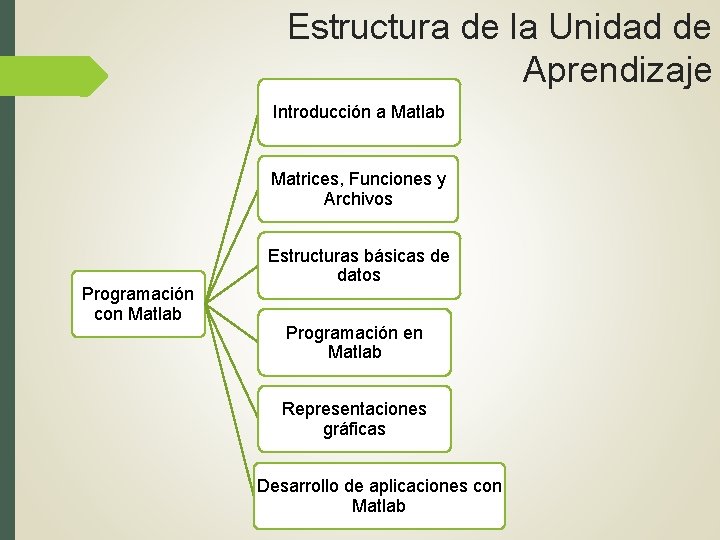 Estructura de la Unidad de Aprendizaje Introducción a Matlab Matrices, Funciones y Archivos Programación