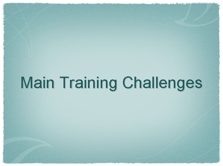 Main Training Challenges 