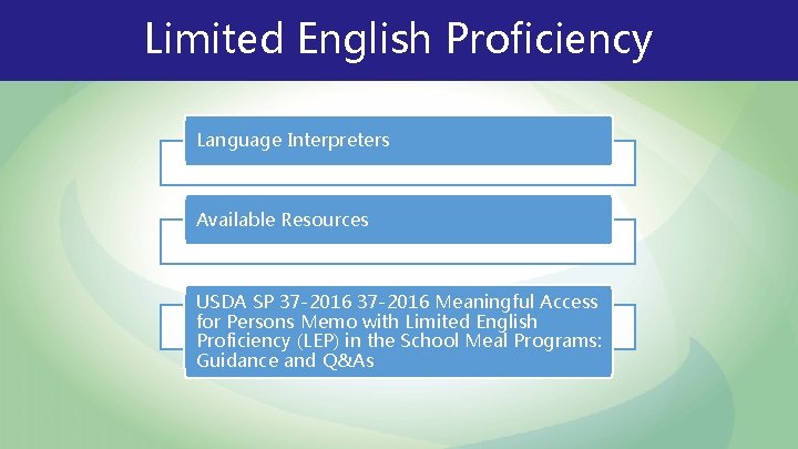 Limited English Proficiency Language Interpreters Available Resources USDA SP 37 -2016 Meaningful Access for