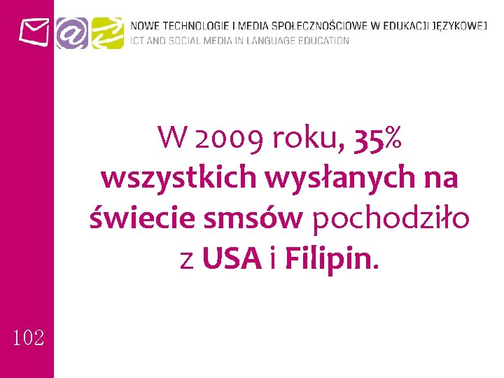 W 2009 roku, 35% wszystkich wysłanych na świecie smsów pochodziło z USA i Filipin.