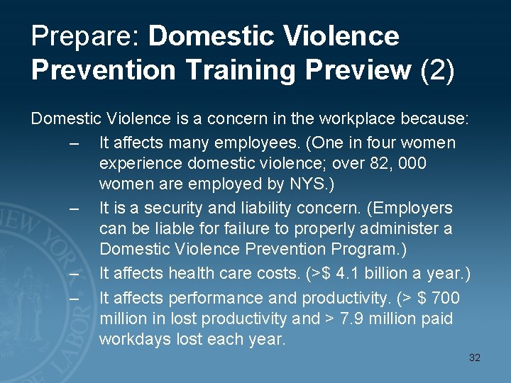 Prepare: Domestic Violence Prevention Training Preview (2) Domestic Violence is a concern in the