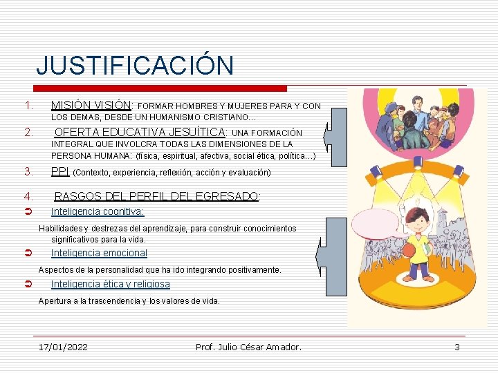 JUSTIFICACIÓN 1. MISIÓN VISIÓN: FORMAR HOMBRES Y MUJERES PARA Y CON LOS DEMAS, DESDE