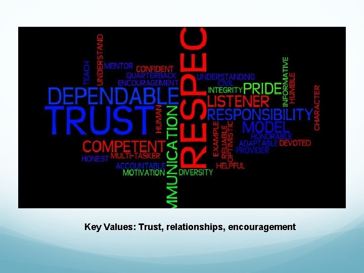 Key Values: Trust, relationships, encouragement 