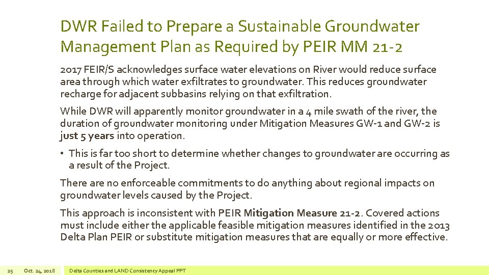 DWR Failed to Prepare a Sustainable Groundwater Management Plan as Required by PEIR MM