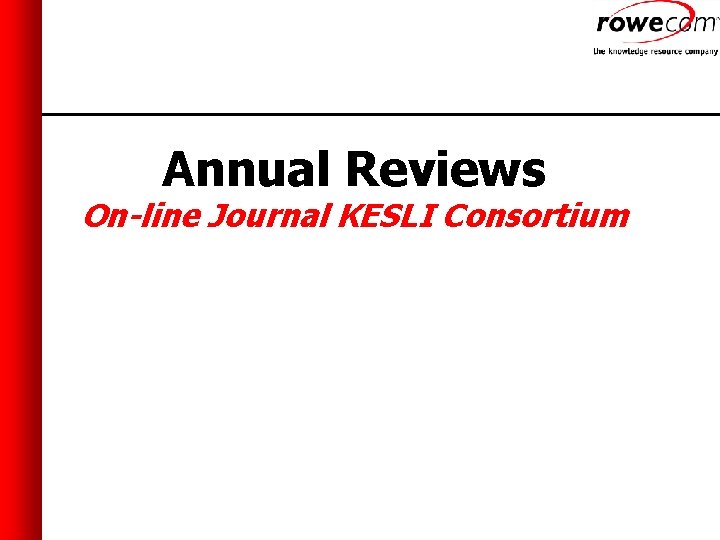 Annual Reviews On-line Journal KESLI Consortium 