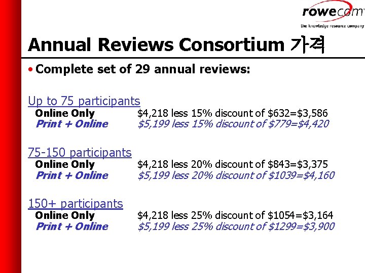 Annual Reviews Consortium 가격 • Complete set of 29 annual reviews: Up to 75