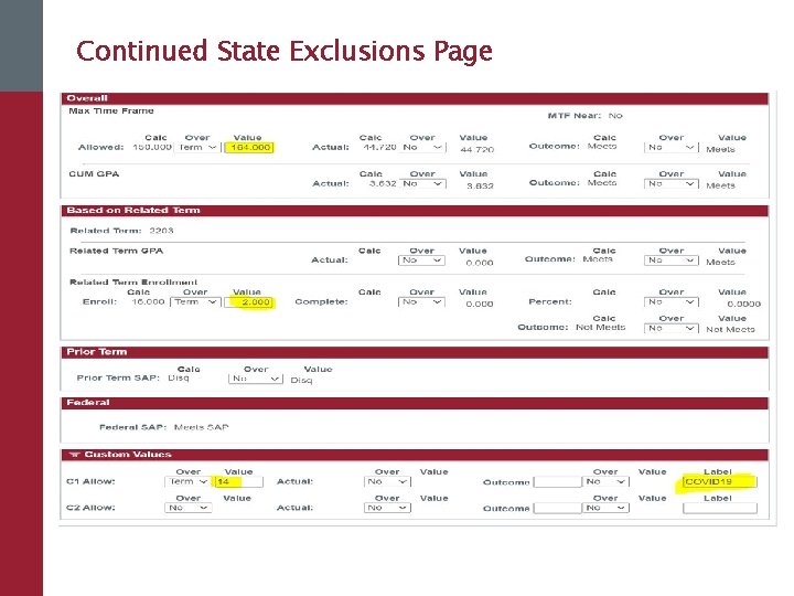 Continued State Exclusions Page 