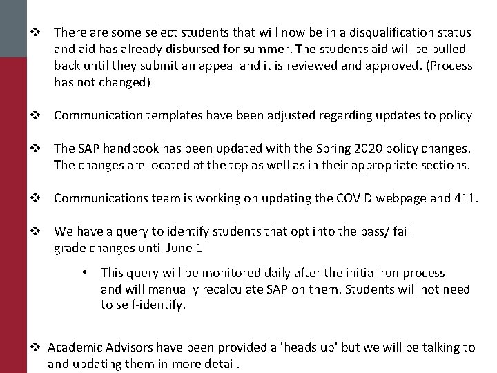 v There are some select students that will now be in a disqualification status