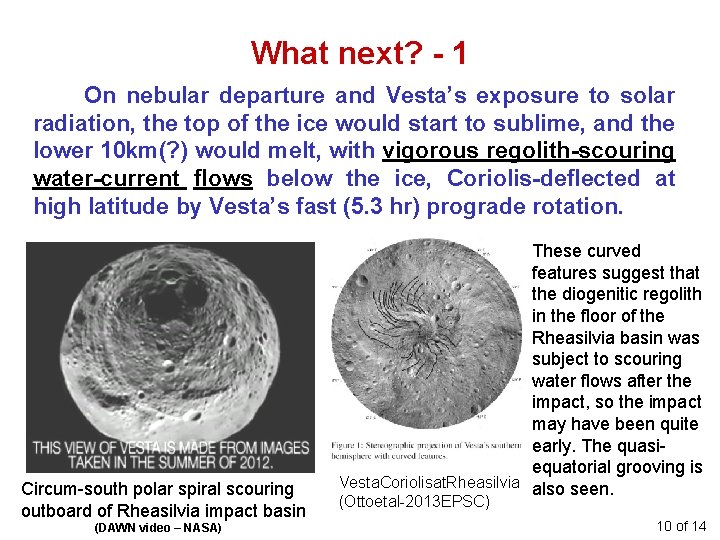 What next? - 1 On nebular departure and Vesta’s exposure to solar radiation, the