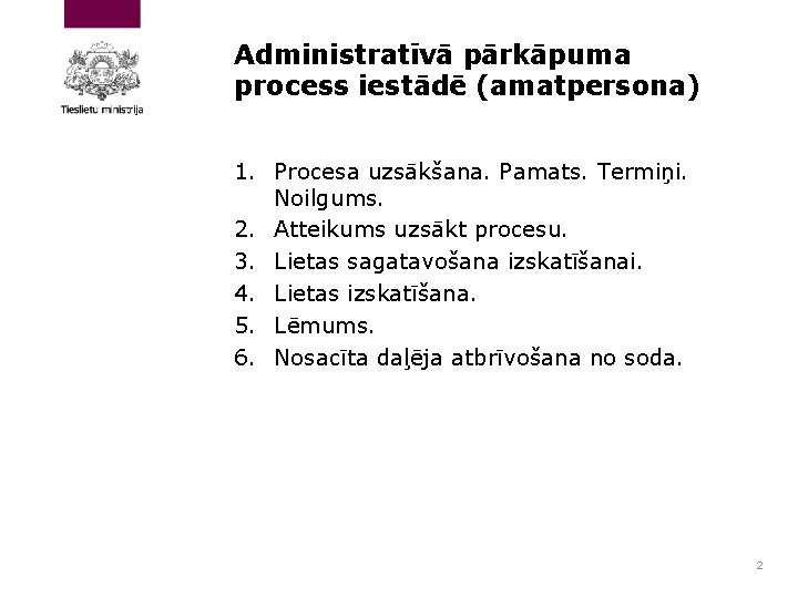 Administratīvā pārkāpuma process iestādē (amatpersona) 1. Procesa uzsākšana. Pamats. Termiņi. Noilgums. 2. Atteikums uzsākt