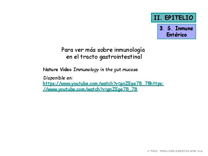 II. EPITELIO 3. S. Inmune Entérico Para ver más sobre inmunología en el tracto