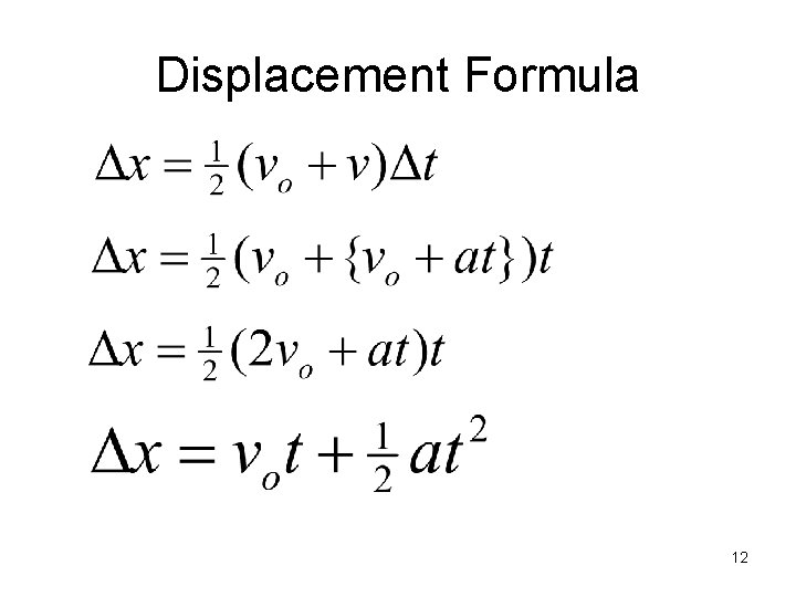 Displacement Formula 12 