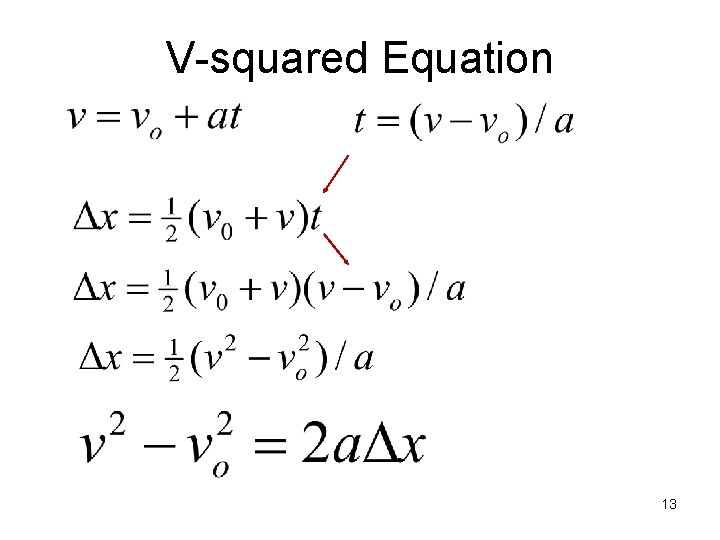 V-squared Equation 13 