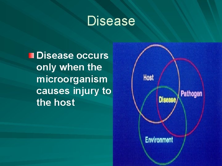 Disease occurs only when the microorganism causes injury to the host 