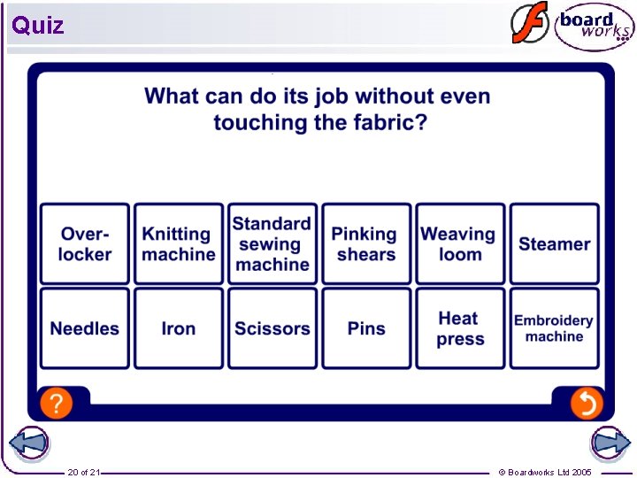 Quiz 20 of 21 © Boardworks Ltd 2005 