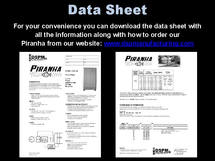 Data Sheet For your convenience you can download the data sheet with all the