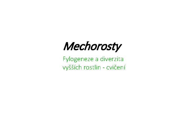 Mechorosty Fylogeneze a diverzita vyšších rostlin - cvičení 