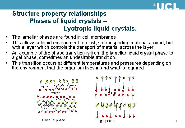 Structure property relationships Phases of liquid crystals – Lyotropic liquid crystals. • The lamellar