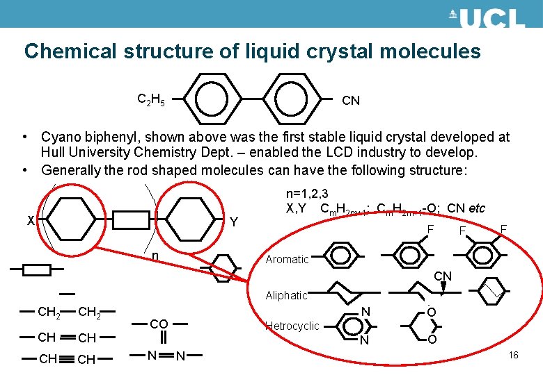 Chemical structure of liquid crystal molecules C 2 H 5 CN • Cyano biphenyl,