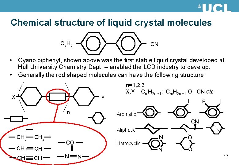 Chemical structure of liquid crystal molecules C 2 H 5 CN • Cyano biphenyl,