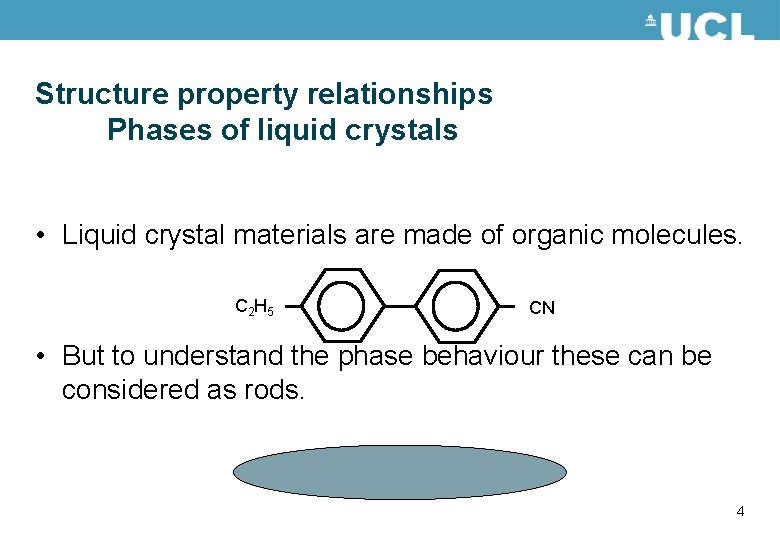Structure property relationships Phases of liquid crystals • Liquid crystal materials are made of