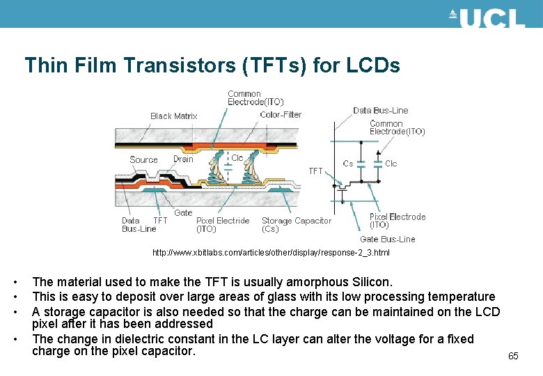 Thin Film Transistors (TFTs) for LCDs http: //www. xbitlabs. com/articles/other/display/response-2_3. html • • The