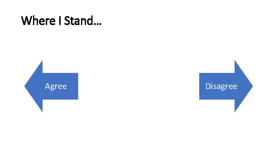 Where I Stand… Agree Disagree 