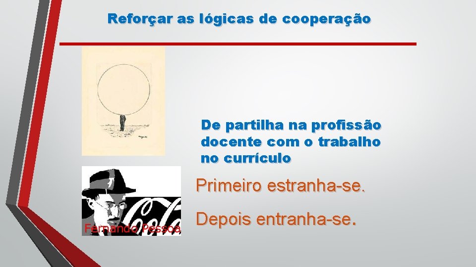 Reforçar as lógicas de cooperação De partilha na profissão docente com o trabalho no