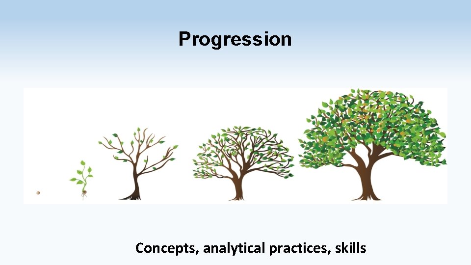 Progression Concepts, analytical practices, skills 