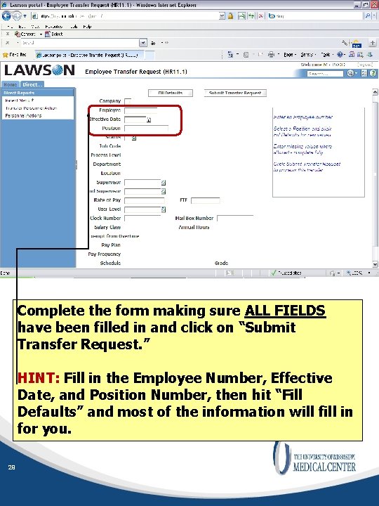 Complete the form making sure ALL FIELDS have been filled in and click on