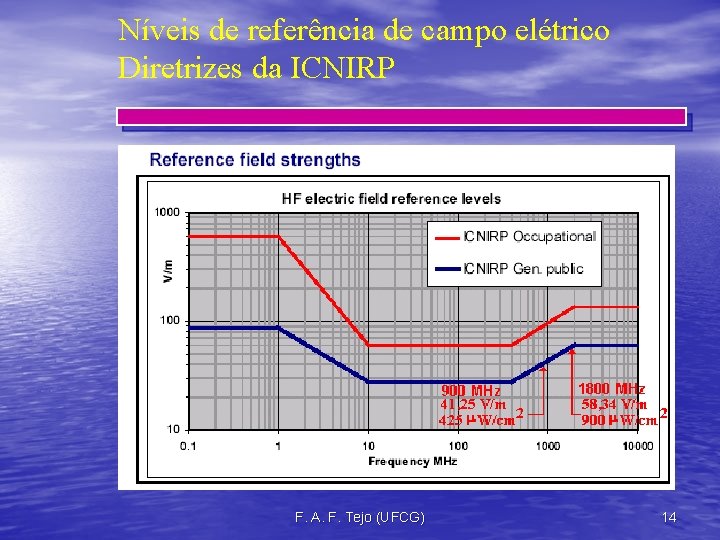 Níveis de referência de campo elétrico Diretrizes da ICNIRP F. A. F. Tejo (UFCG)