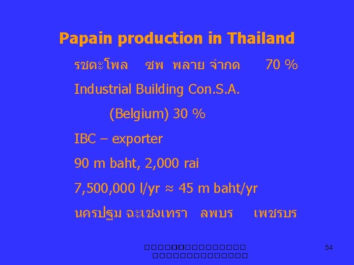 Papain production in Thailand รชตะโพล ซพ พลาย จำกด 70 % Industrial Building Con. S.