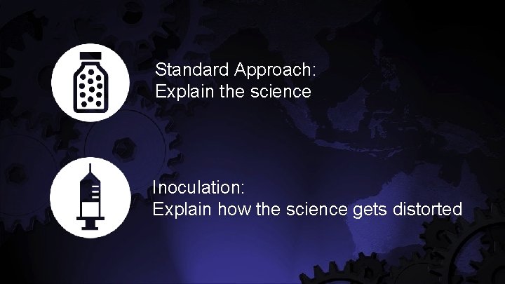 Standard Approach: Explain the science Inoculation: Explain how the science gets distorted 