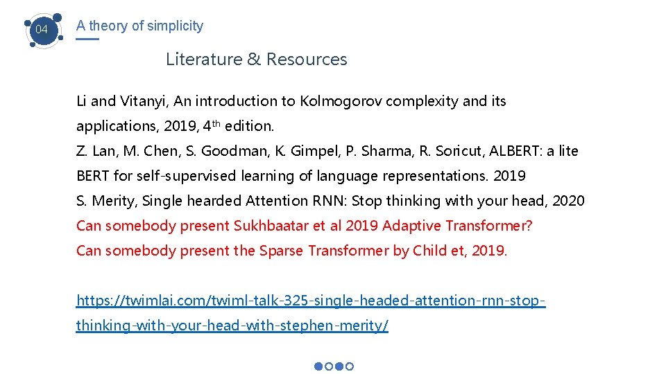 04 A theory of simplicity Literature & Resources Li and Vitanyi, An introduction to