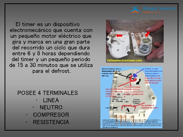 El timer es un dispositivo electromecánico que cuenta con un pequeño motor eléctrico que