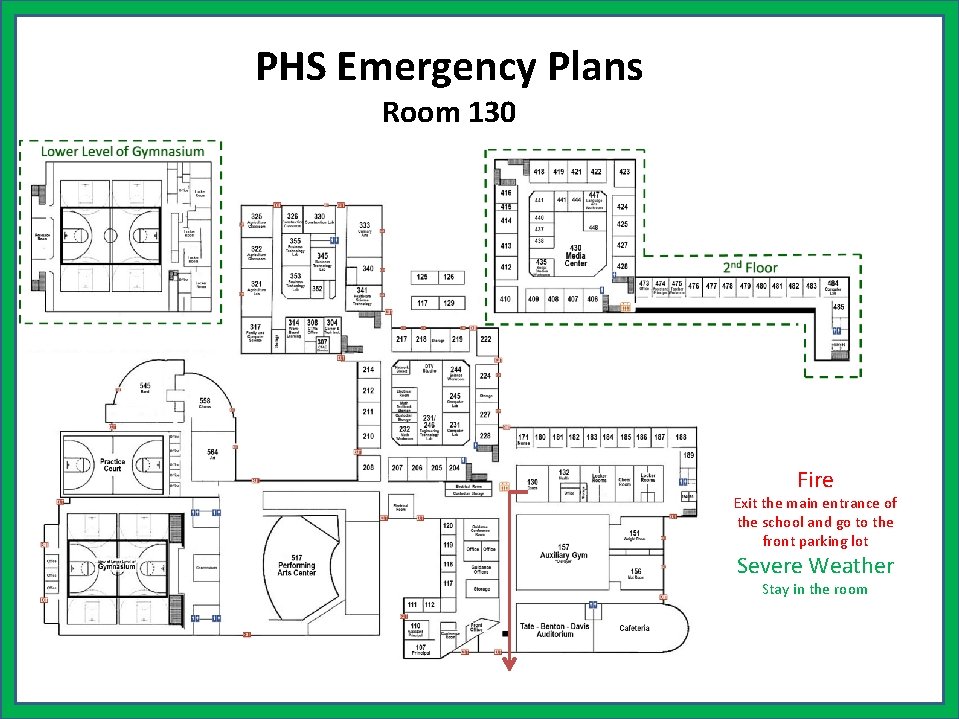 PHS Emergency Plans Room 130 Fire Exit the main entrance of the school and