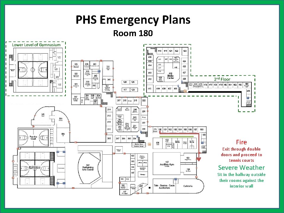 PHS Emergency Plans Room 180 Fire Exit through double doors and proceed to tennis