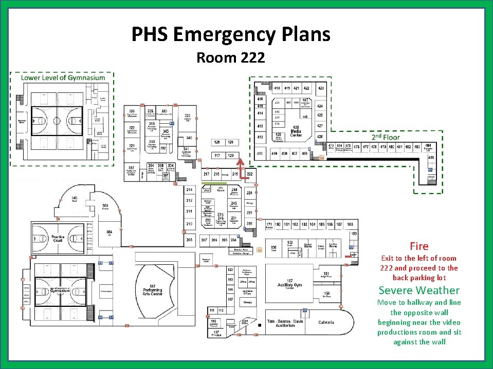 PHS Emergency Plans Room 222 Fire Exit to the left of room 222 and