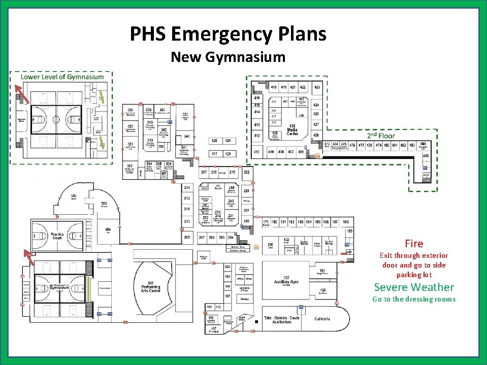 PHS Emergency Plans New Gymnasium Fire Exit through exterior door and go to side