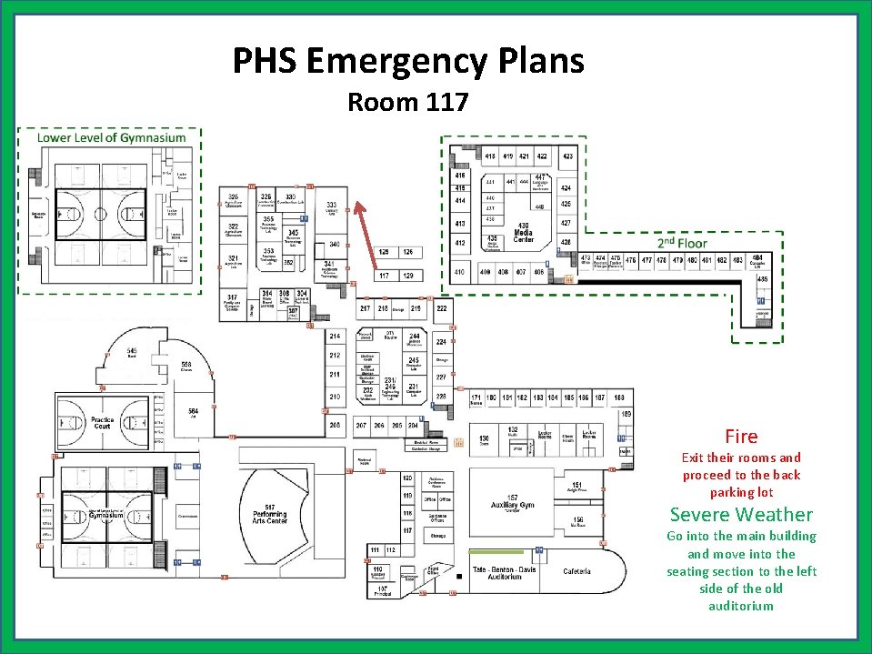 PHS Emergency Plans Room 117 Fire Exit their rooms and proceed to the back