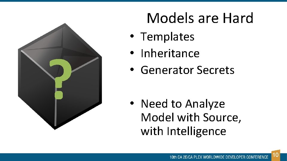 Models are Hard ? • Templates • Inheritance • Generator Secrets • Need to