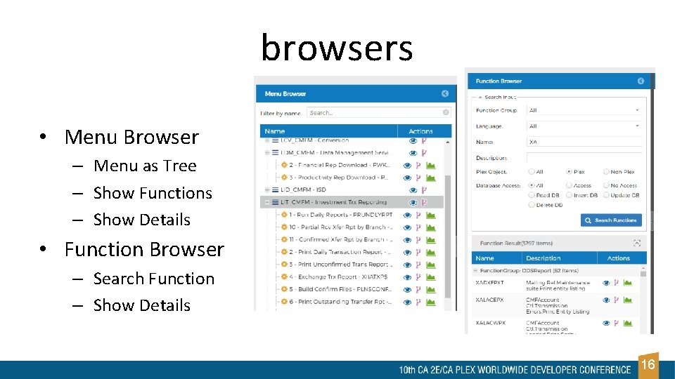 browsers • Menu Browser – Menu as Tree – Show Functions – Show Details